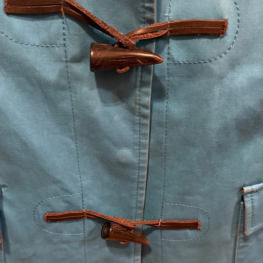 Burberry Bright Aqua Blue Hooded Toggle Coat - Picture 2 of 13